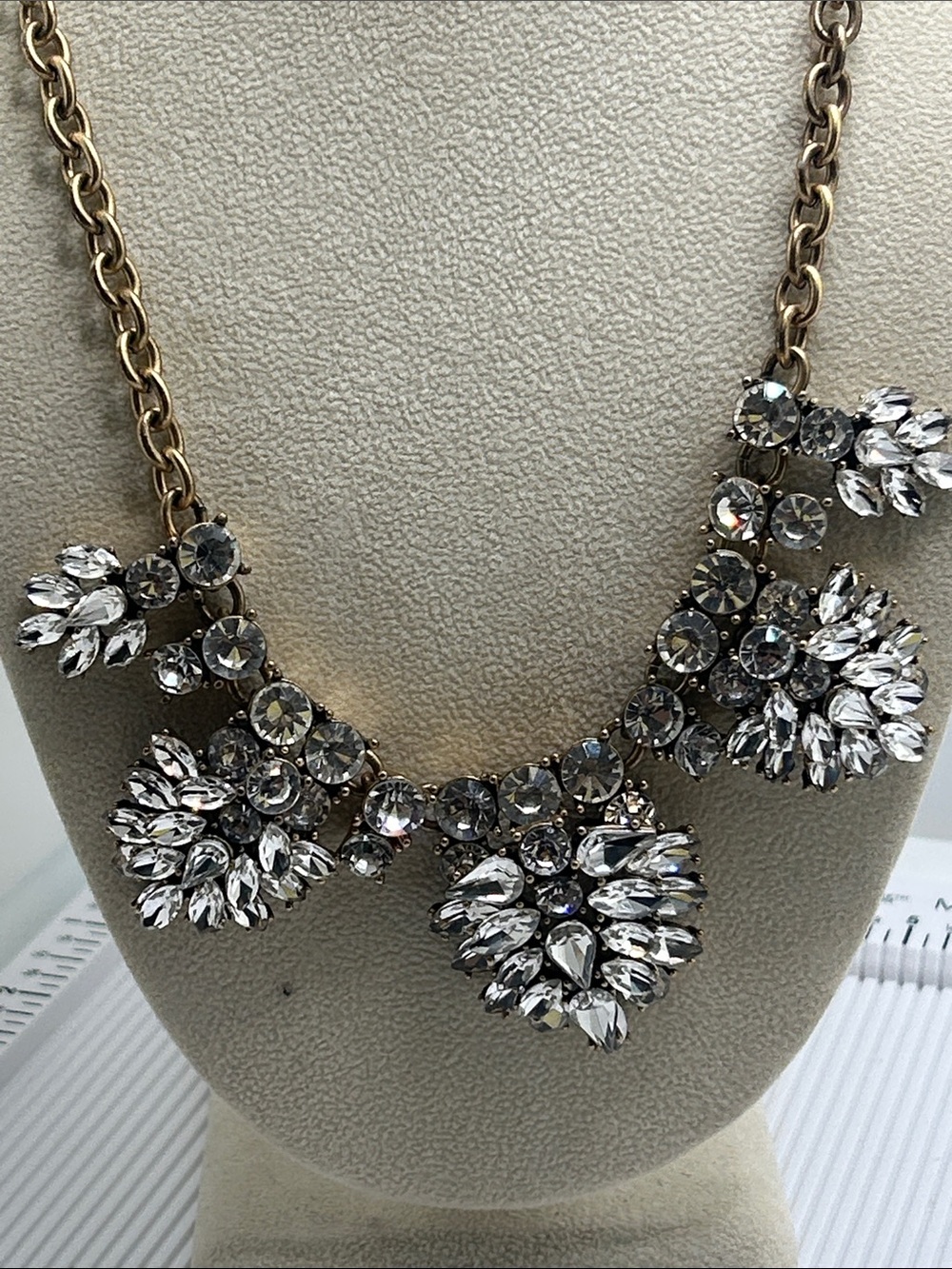 J. Crew Gold-Tone Clear Crystal Cluster Necklace